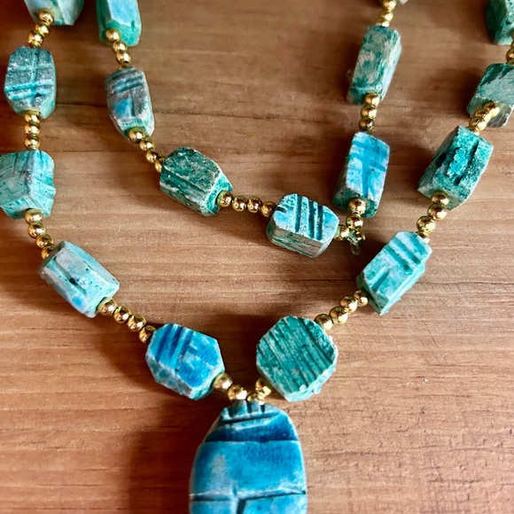 ❤️NEW YEARS SALE Beautiful Egyptian Beetle Scarab Stone Necklace - Picture 2 of 7